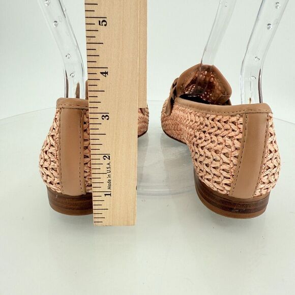 Steve Madden Womens Ryann Chain Loafers Beige Pink Rafia Square Toe Size 7 - Picture 5 of 13